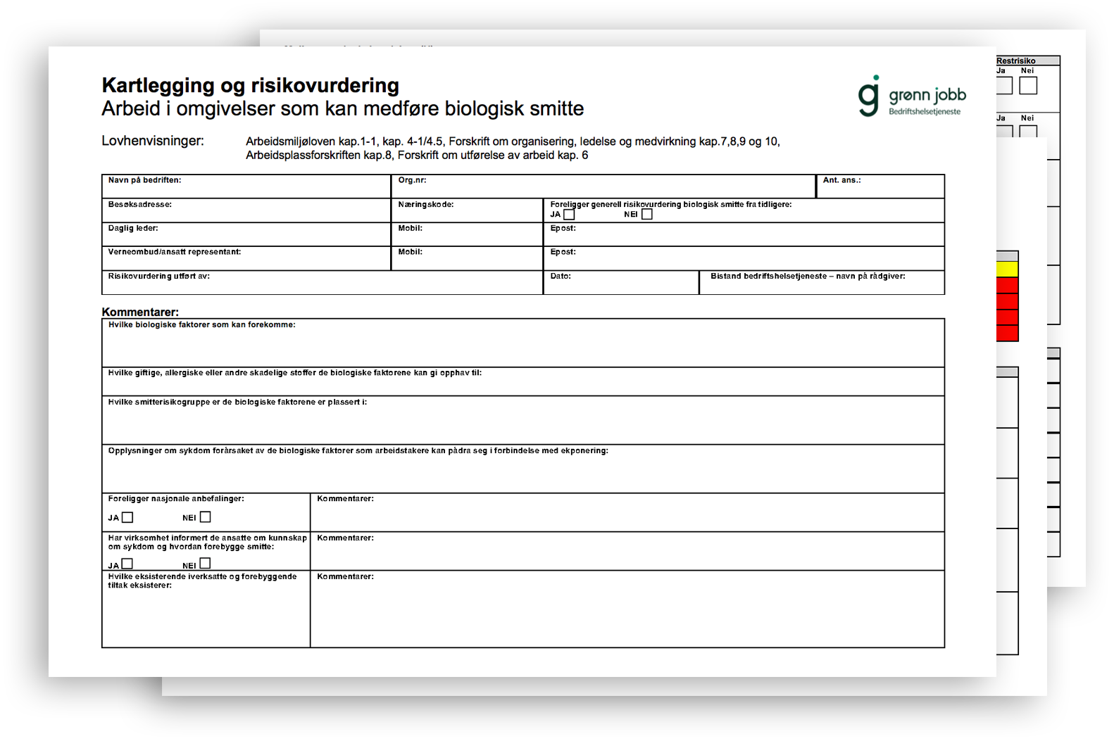 Last Ned Gratis Skjema For Risikovurdering: Smittefare | Grønn Jobb